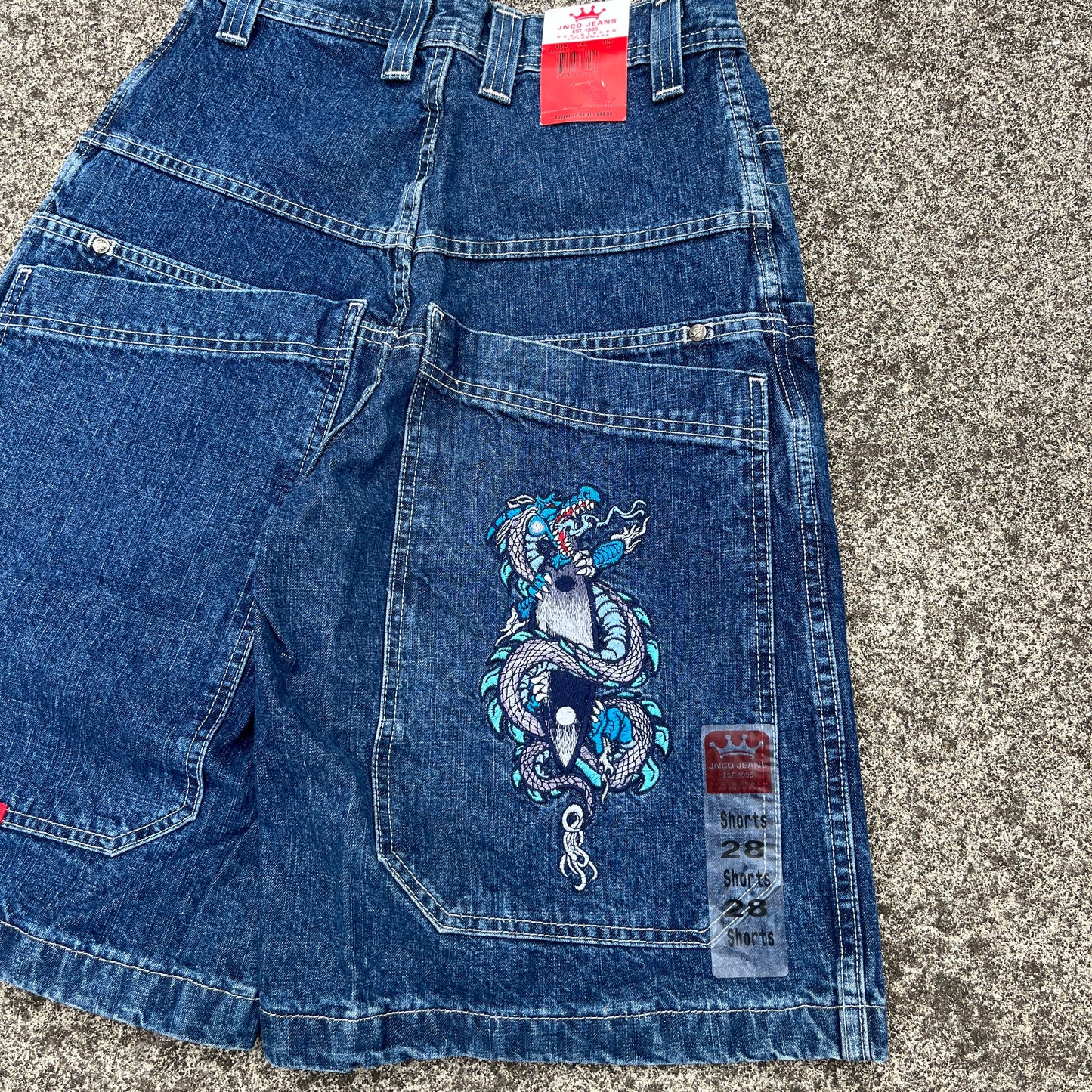 Vintage JNCO Jeans Shorts Tribal Surfboard Dragon 28 (Deadstock) Rare