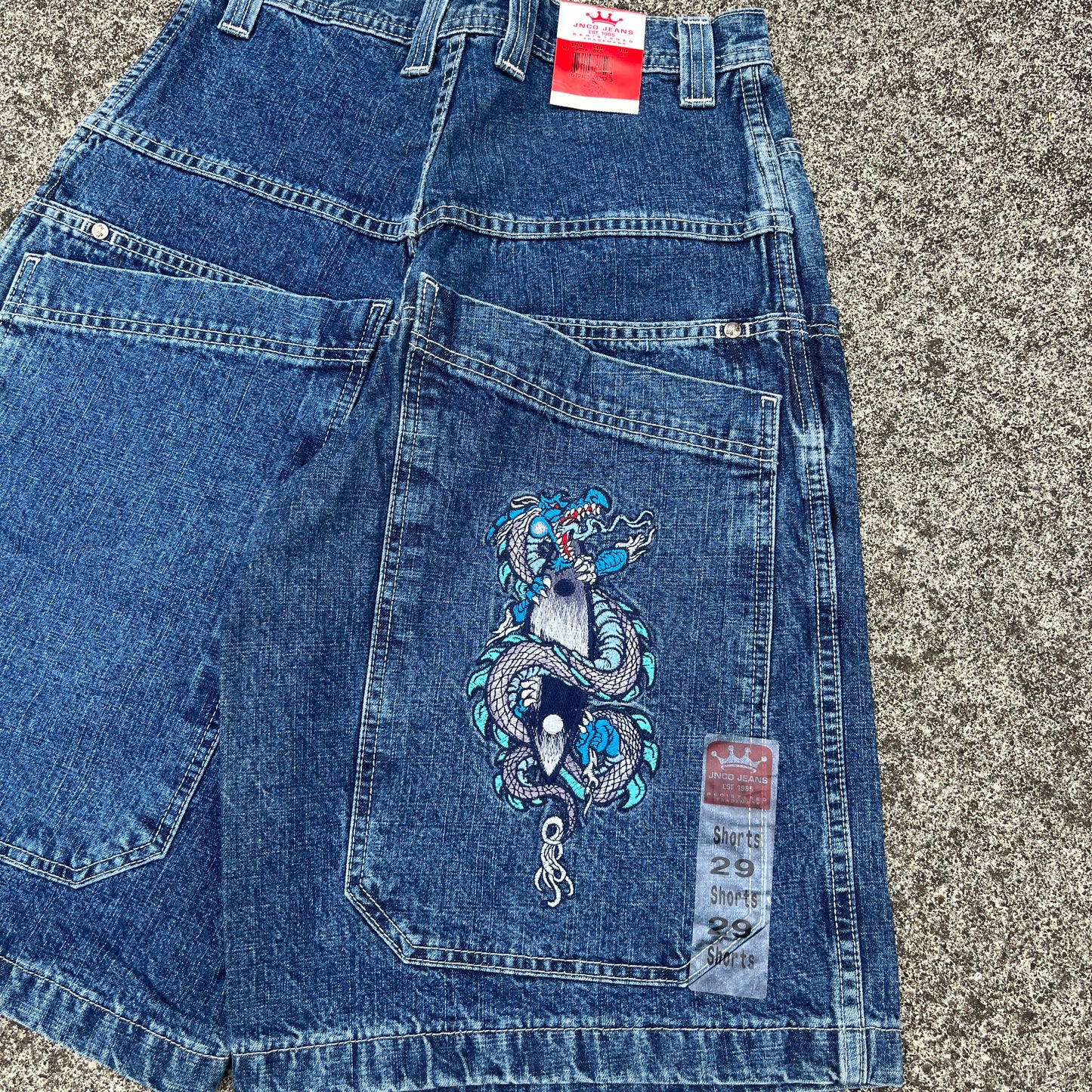 Vintage JNCO Jeans Shorts Tribal Surfboard Dragon 29 (Deadstock) Rare