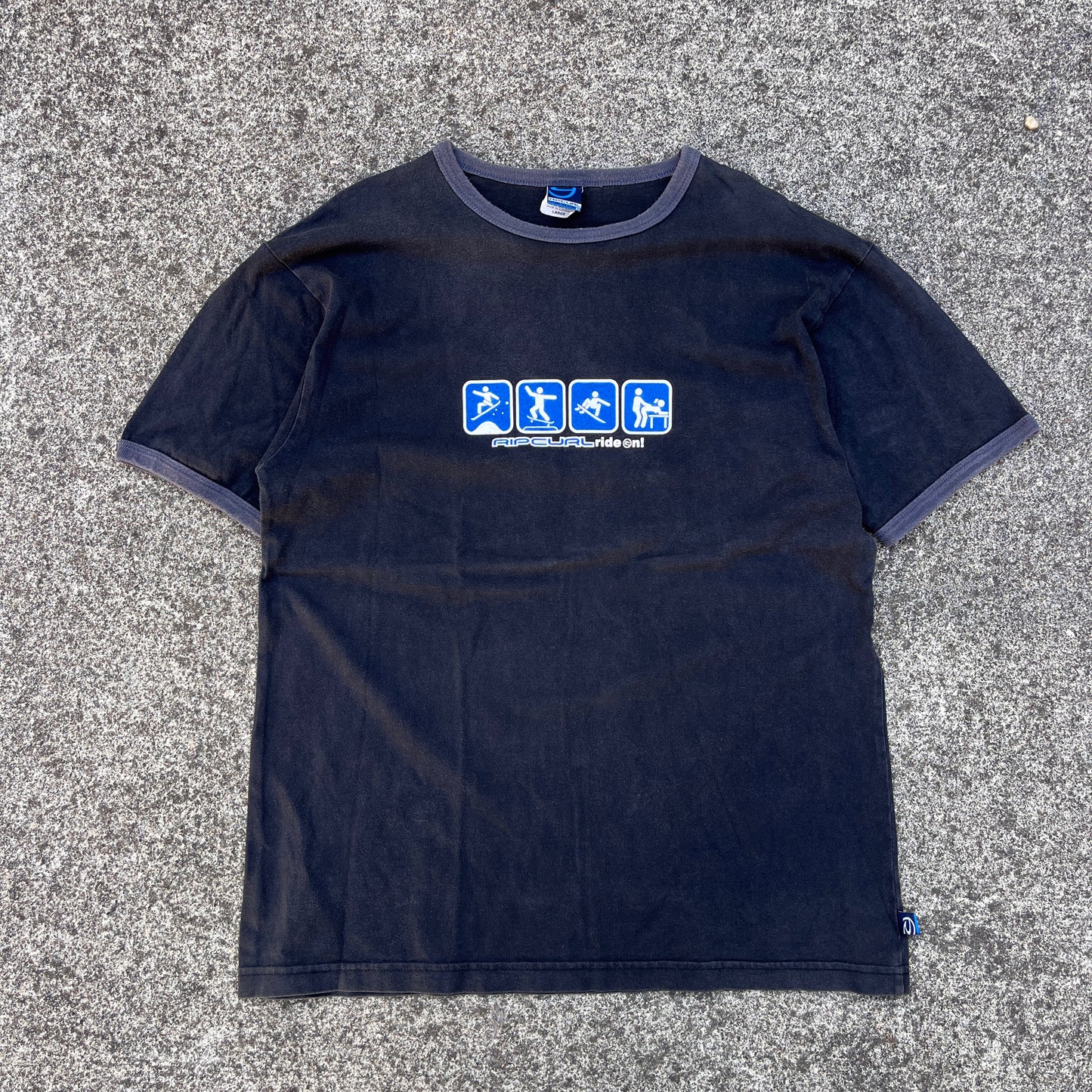 Vintage 90’s Rip Curl ‘Ride On’ Sex Ringer T-Shirt L