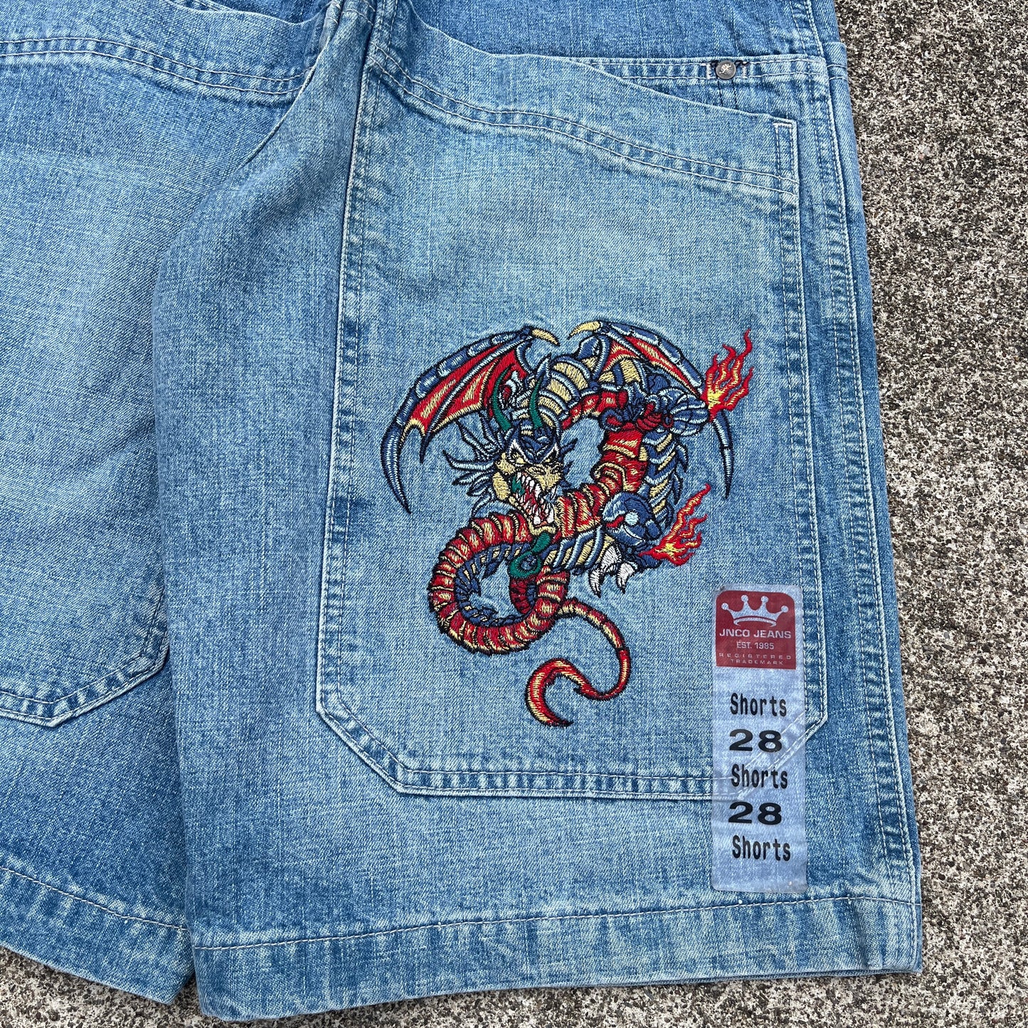 Vintage JNCO Jeans Shorts Tribal Dragon 28 (Deadstock) Rare