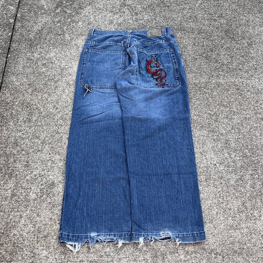 (36x32) Vintage JNCO Jeans Tribal Dragon