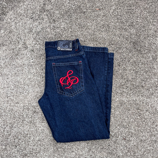 (36x32) Vintage Baggy Southpole Embroidered Jeans