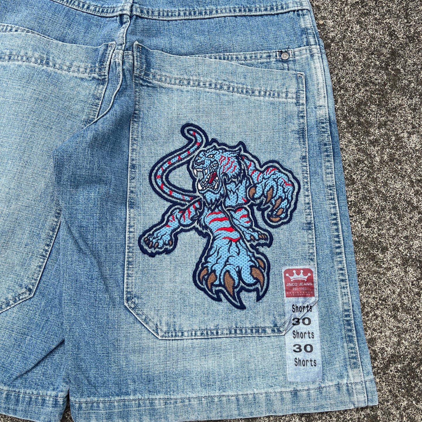 Vintage JNCO Jeans Shorts Blue Panther 30 (Deadstock) Rare