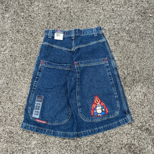 Vintage JNCO Jeans Shorts Flaming Buddha 28 (Deadstock) Rare