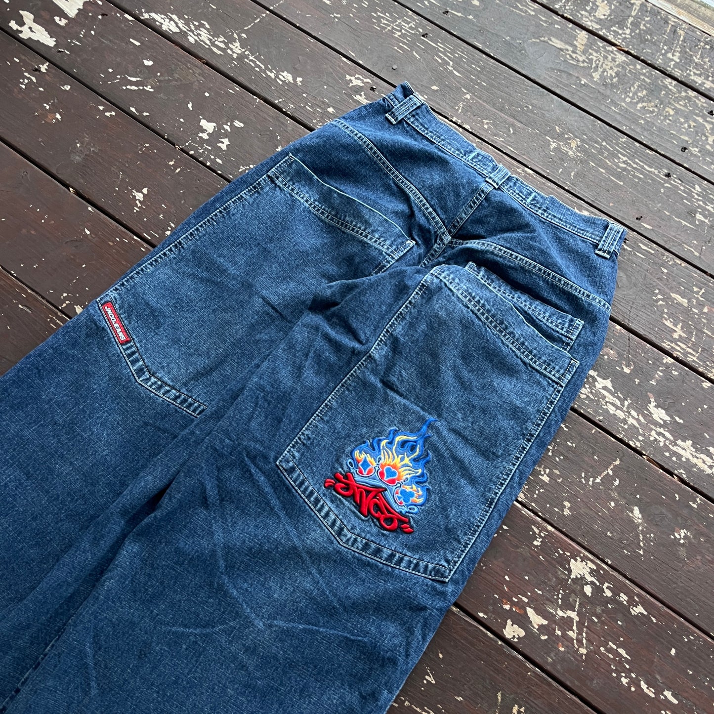 (32x32) Vintage JNCO Jeans Flaming Spades