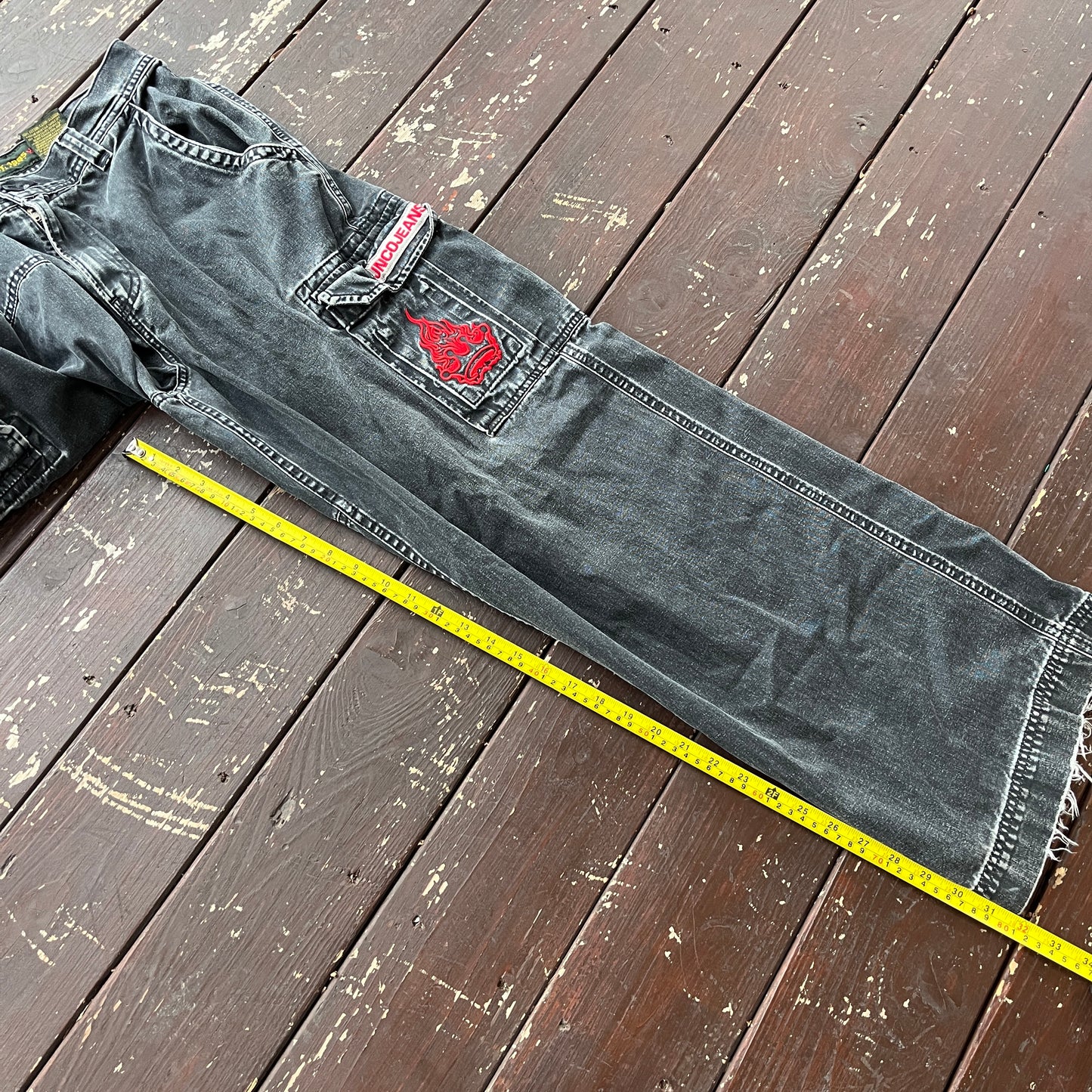 (32x32) Vintage JNCO Jeans Cargo Flaming Crown